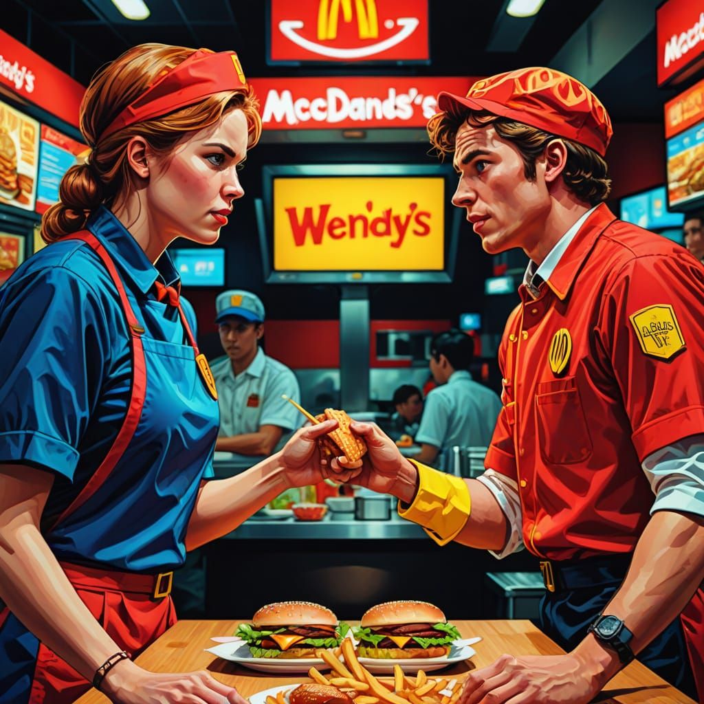 Fast Food Frenemies in Comic Book Style