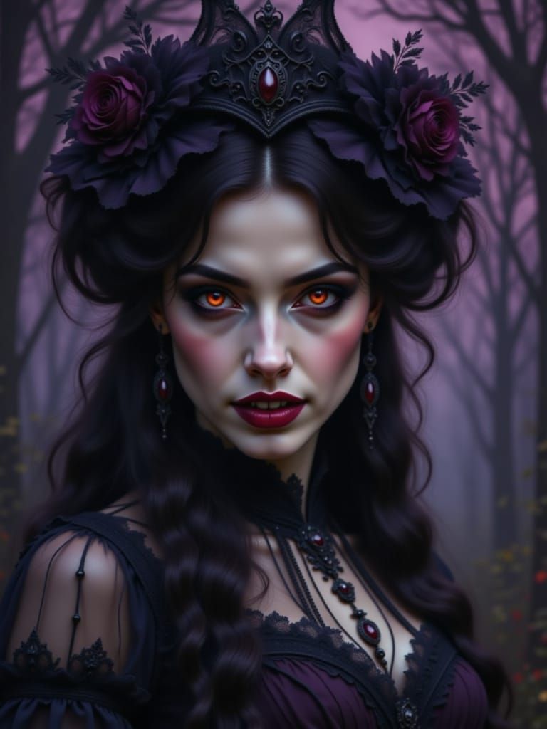 Victorian Gothic Vampire with Copper Eyes