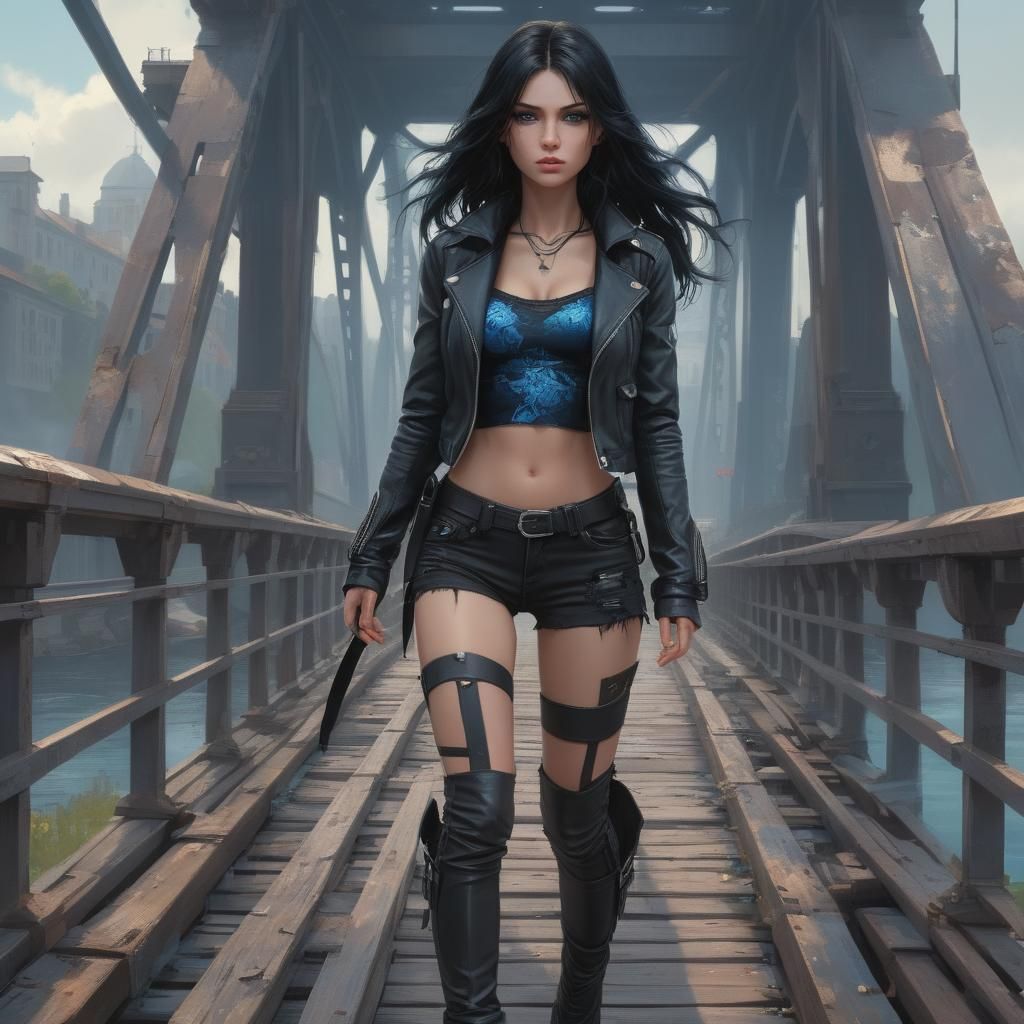 Girl on Bridge: Hyperdetailed Artgerm-Inspired Portrait