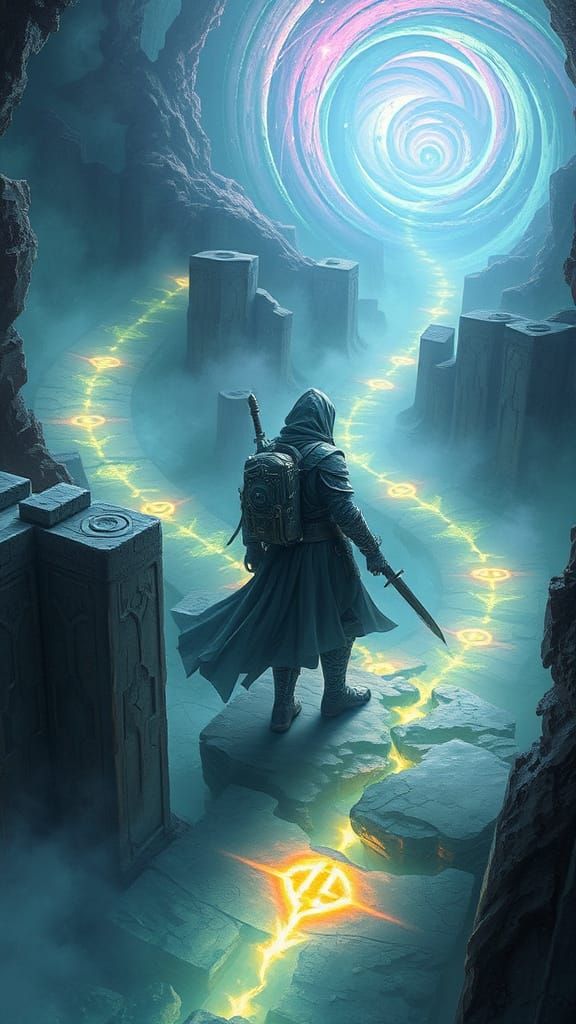 Cosmic Warrior in a Dreamlike Metaphysical Realm