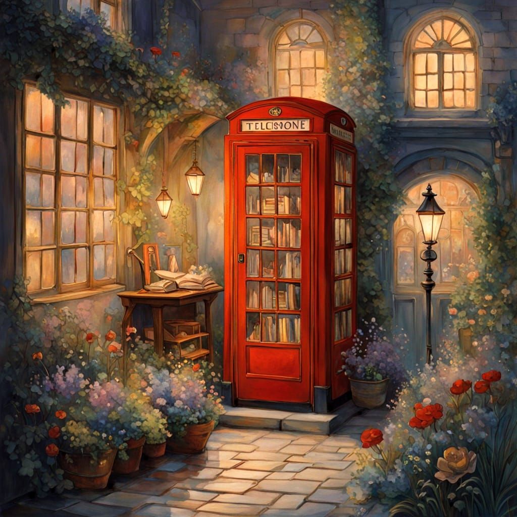 Whimsical Library in a Vintage Telephone Booth