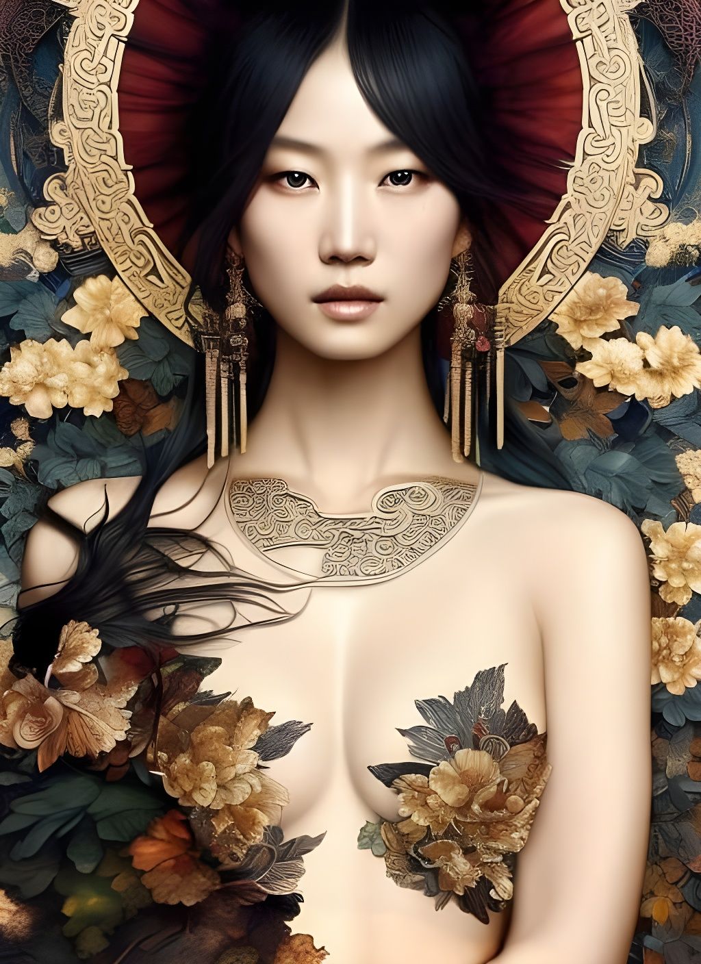 Fantasycore Emerald Portrait in Color-Splash Style