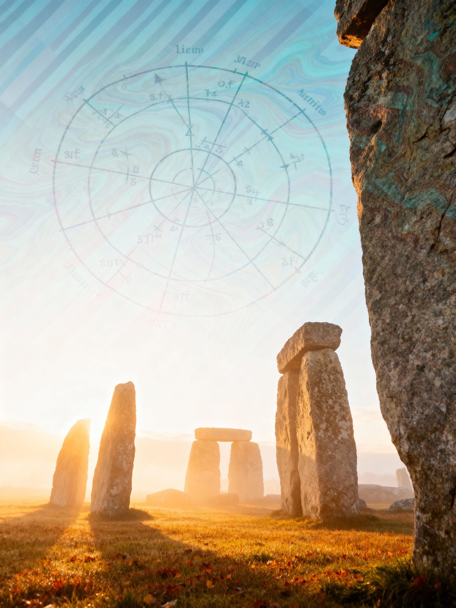 Standing Stones in Golden Autumn Light, Low Angle