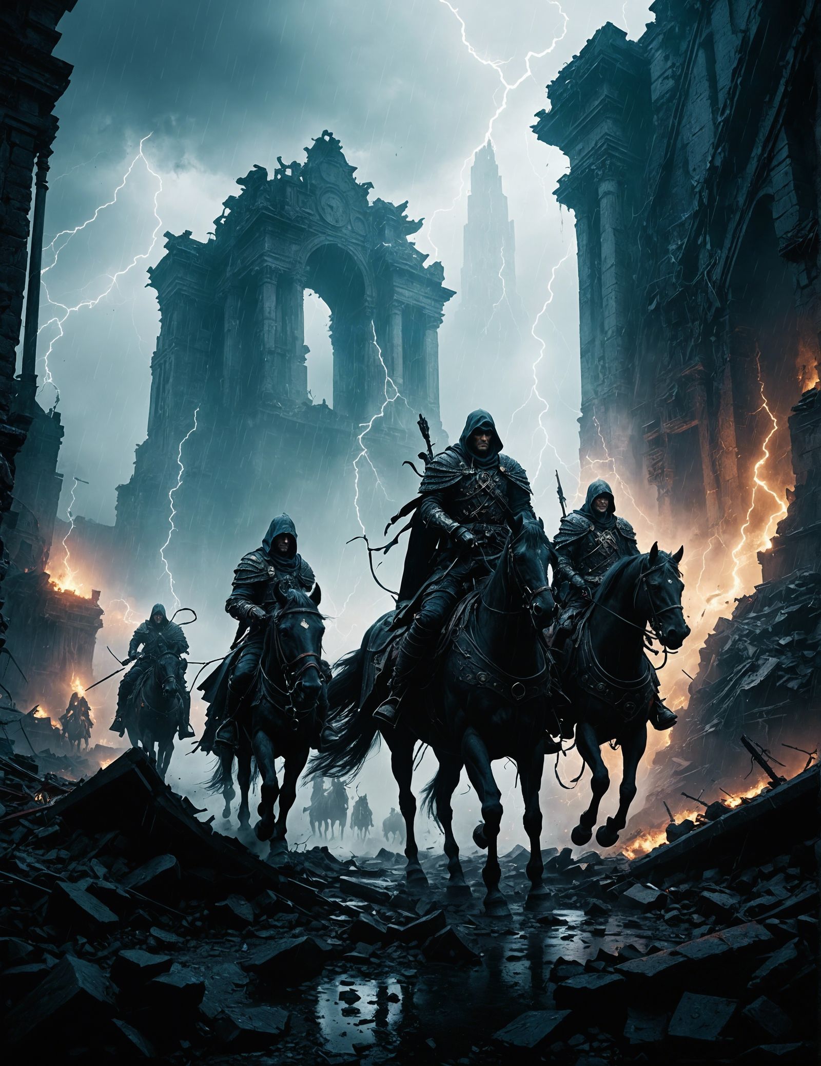 Apocalyptic Horsemen Descend on Ruined City