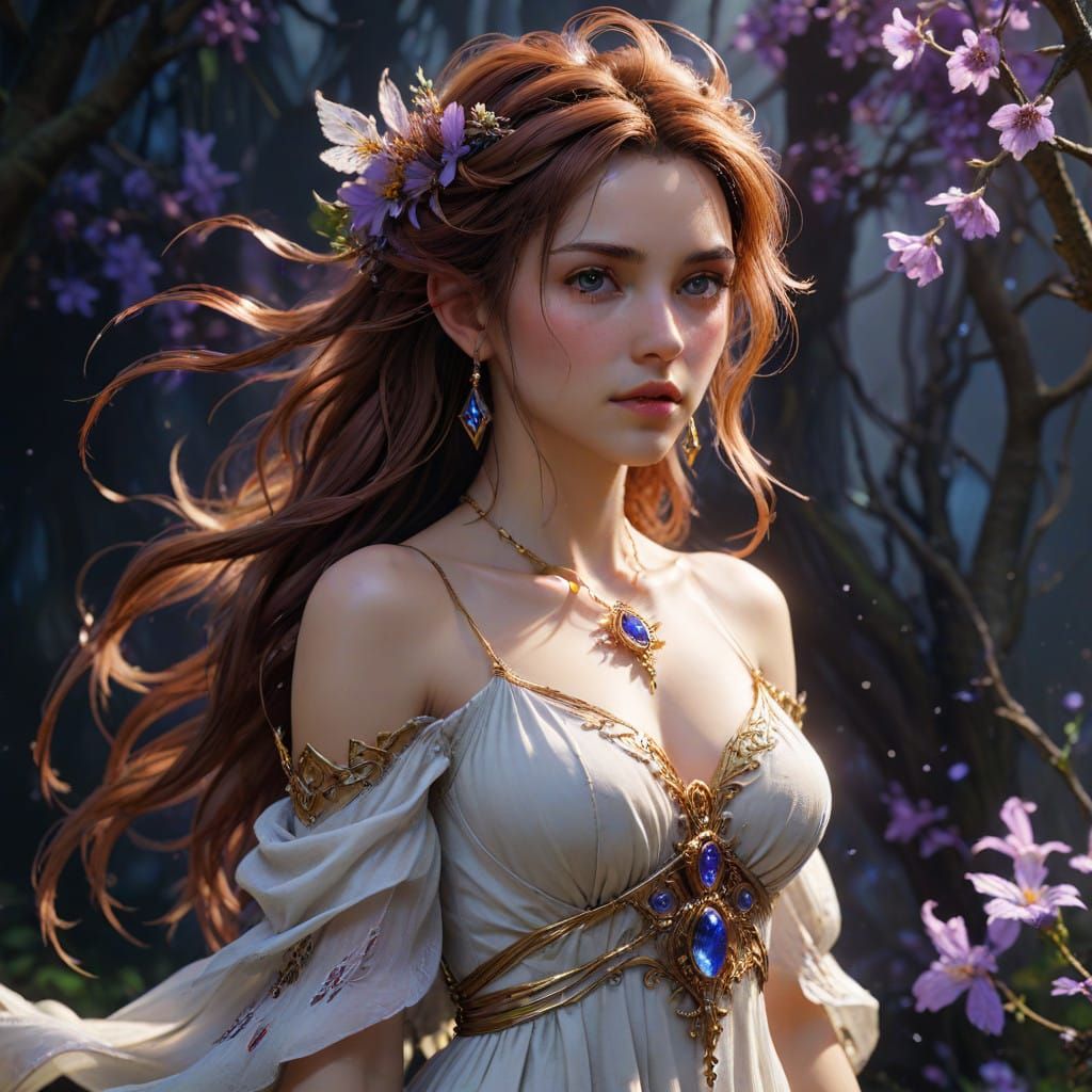 Ethereal Aquatic Goddess in Shimmering Celestial Realm