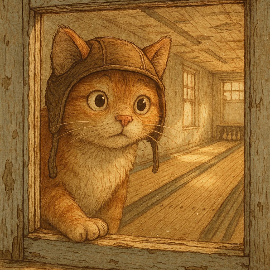 Anthropomorphic Cat in Dusty Bowling Alley, Children's Book ...