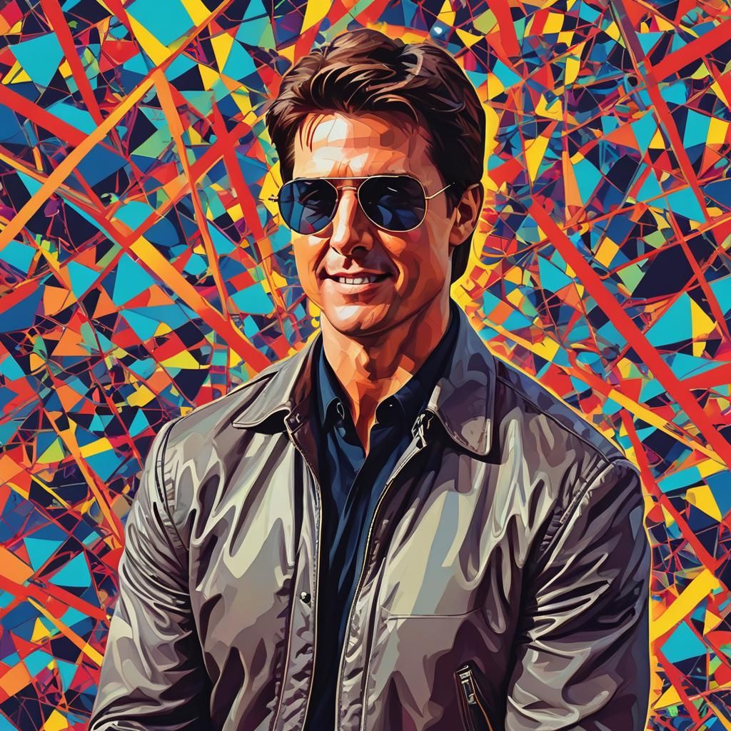 Pop Art Portrait with Geometric Accents