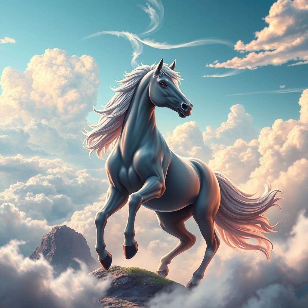 Majestic Fantasy Horse in Dreamlike Landscape