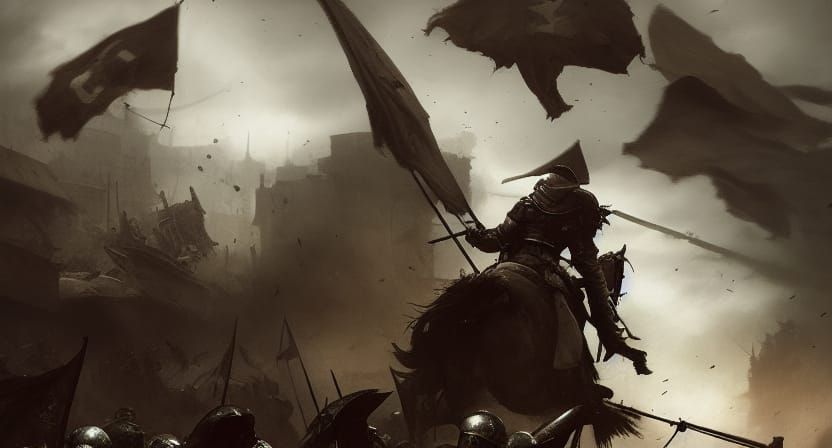 Knight in Gloomy Battlefield Concept Art