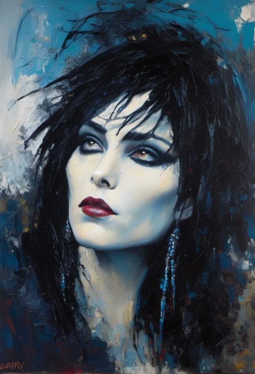 Gothic Woman Portrait as Impasto Oil Painting
