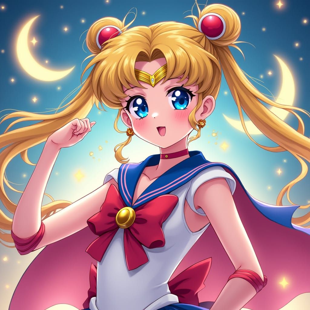 Heroic Sailor Moon in Vibrant Anime Style