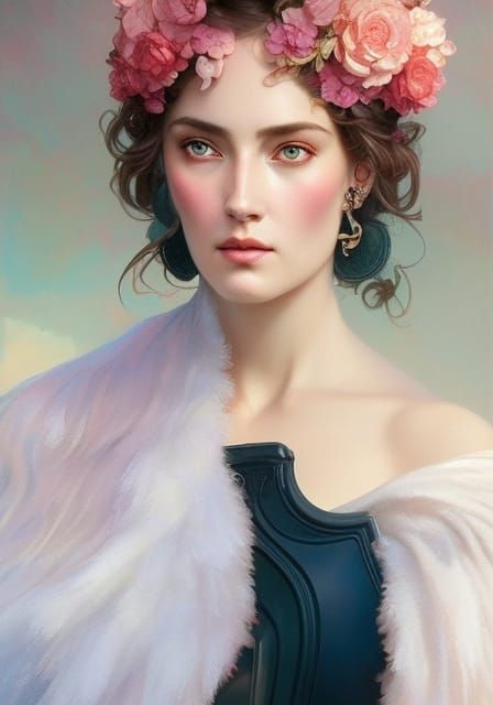 Rosmerta: Gaulish Goddess Portrait in Art Nouveau Style