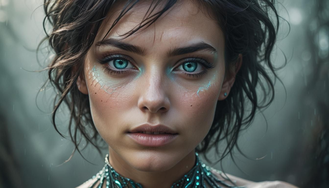 Alien Human Hybrid Portrait in Cinematic Style