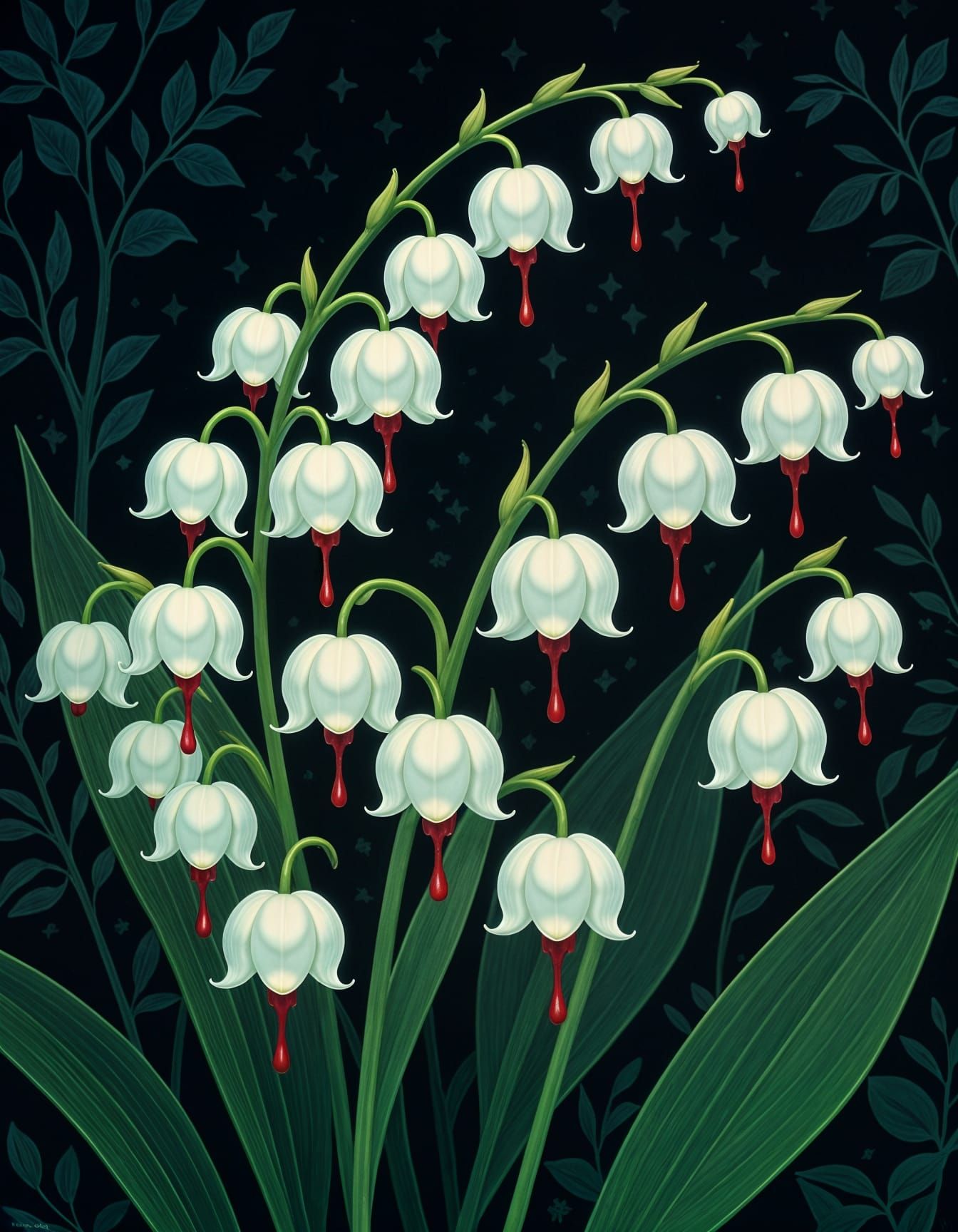 Lily of the Valley Flowers Dripping Blood