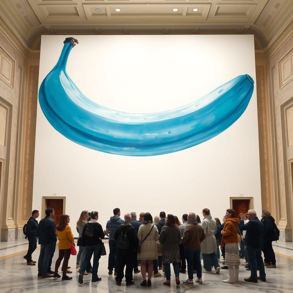 Surrealistic Blue Banana in Photorealistic Oil Painting