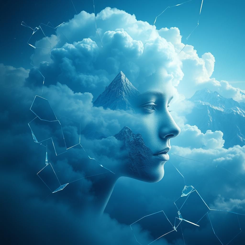 Dreamlike Face Merging with Ethereal Cloudscape