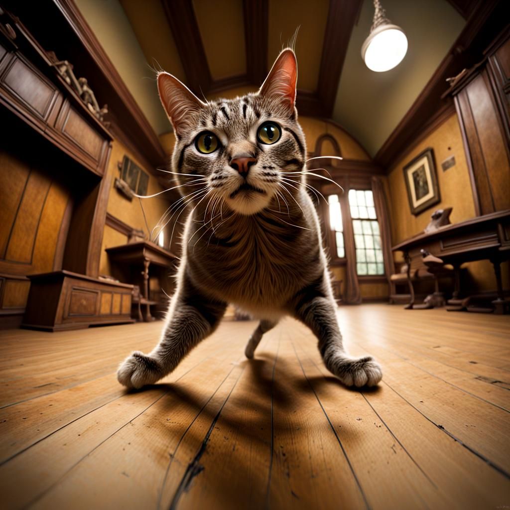 Cat Breakdancing: Fisheye Horror Art