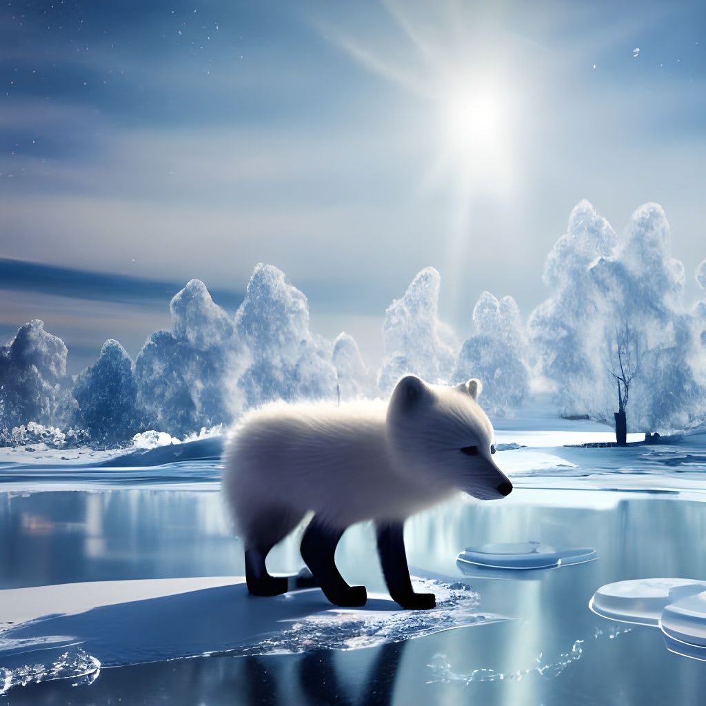 Adorable Arctic Fox in Sparkling Winter Landscape