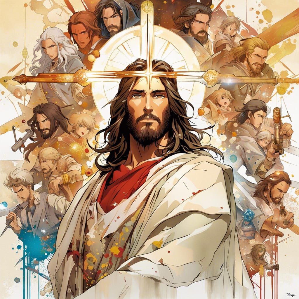 Anime Portrait of Jesus in Disney Splash Art Style