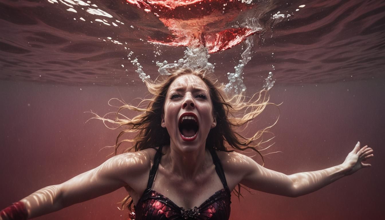 Underwater Mermaid Screaming with Passion