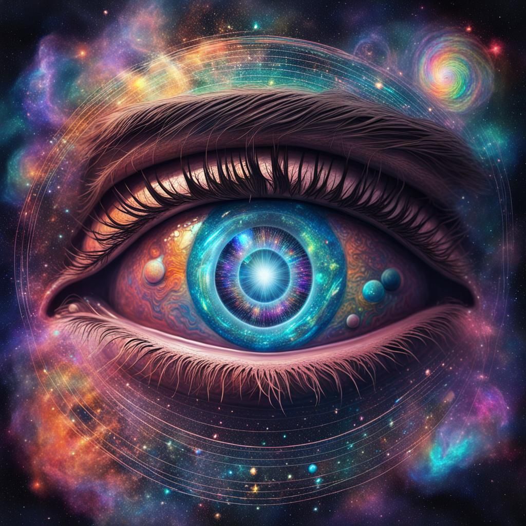 Cosmic Eye Crying in Space: Astral Illustration