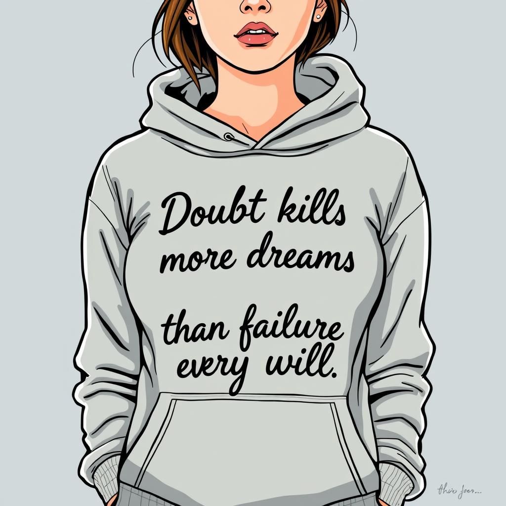 Woman in Hoodie with Motivational Slogan Art