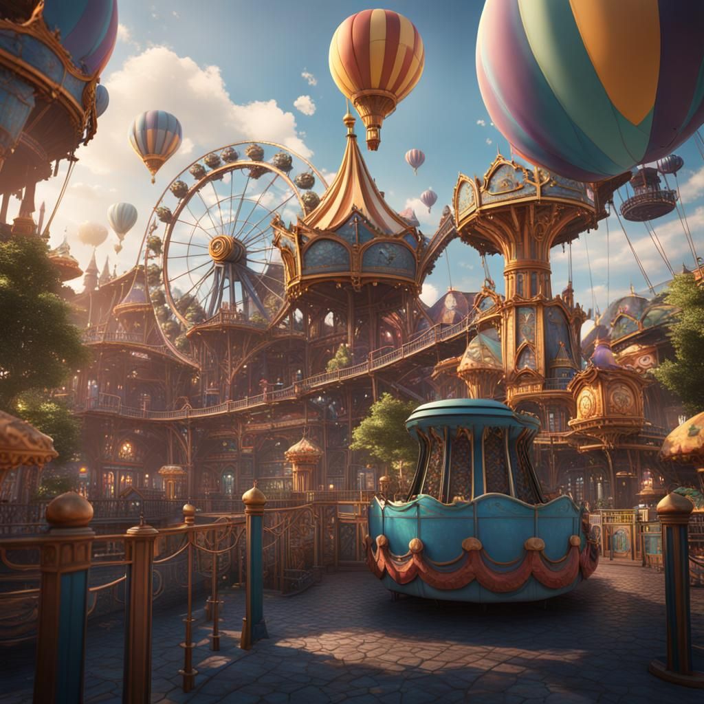 Fantastical Amusement Park Concept Art