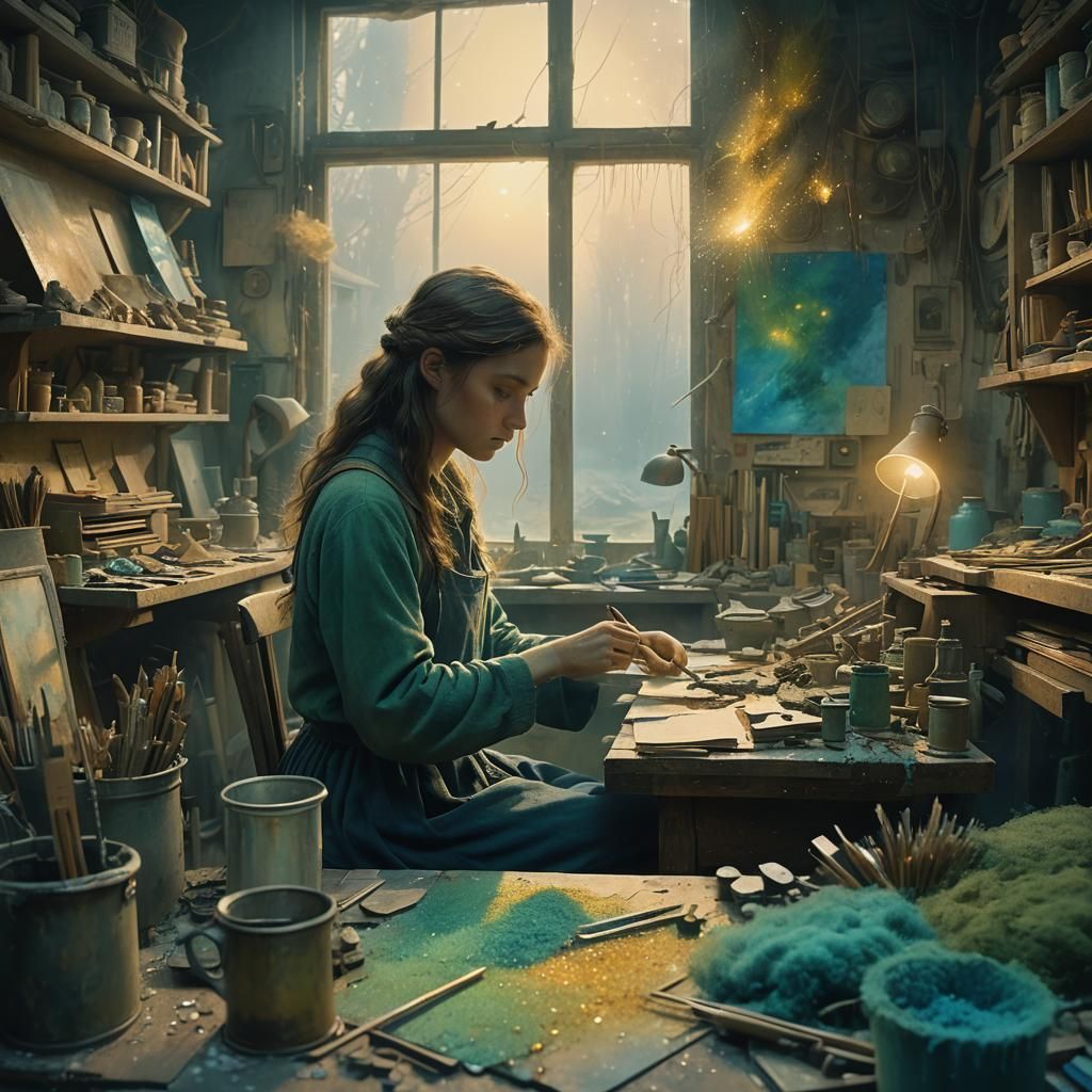 Emma's Ethereal Workshop Creation in Dreamlike Style