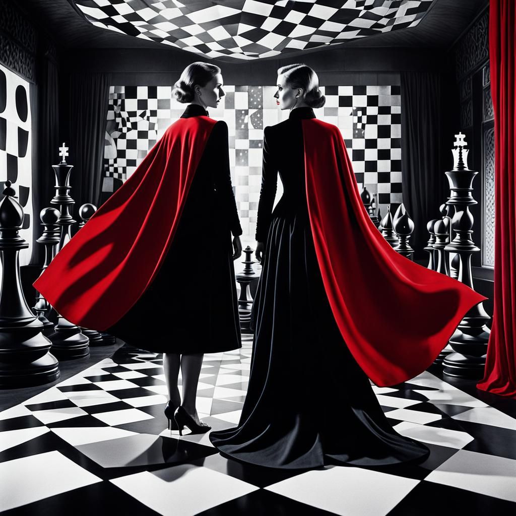 Dramatic German Expressionist Film Still of Woman in Cloak