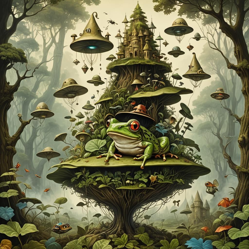 Surreal Mindscape: Whimsical Ink Illustration in Dali Style