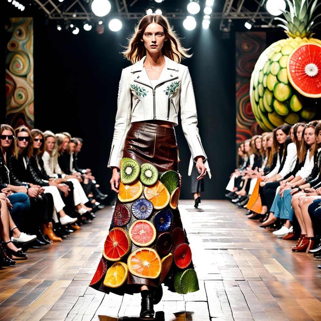 bohemian-style long  leather outfit made entirely of vibrant...