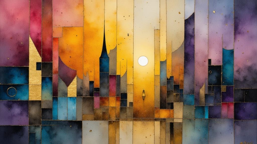 Sunset on the city skyline