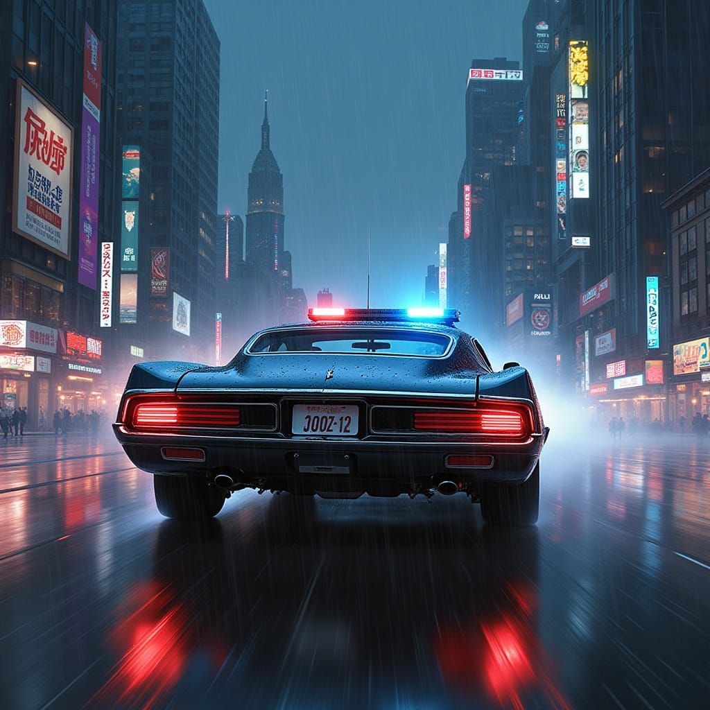 Cyberpunk City Chase in Neon-Lit Futuristic Metropolis