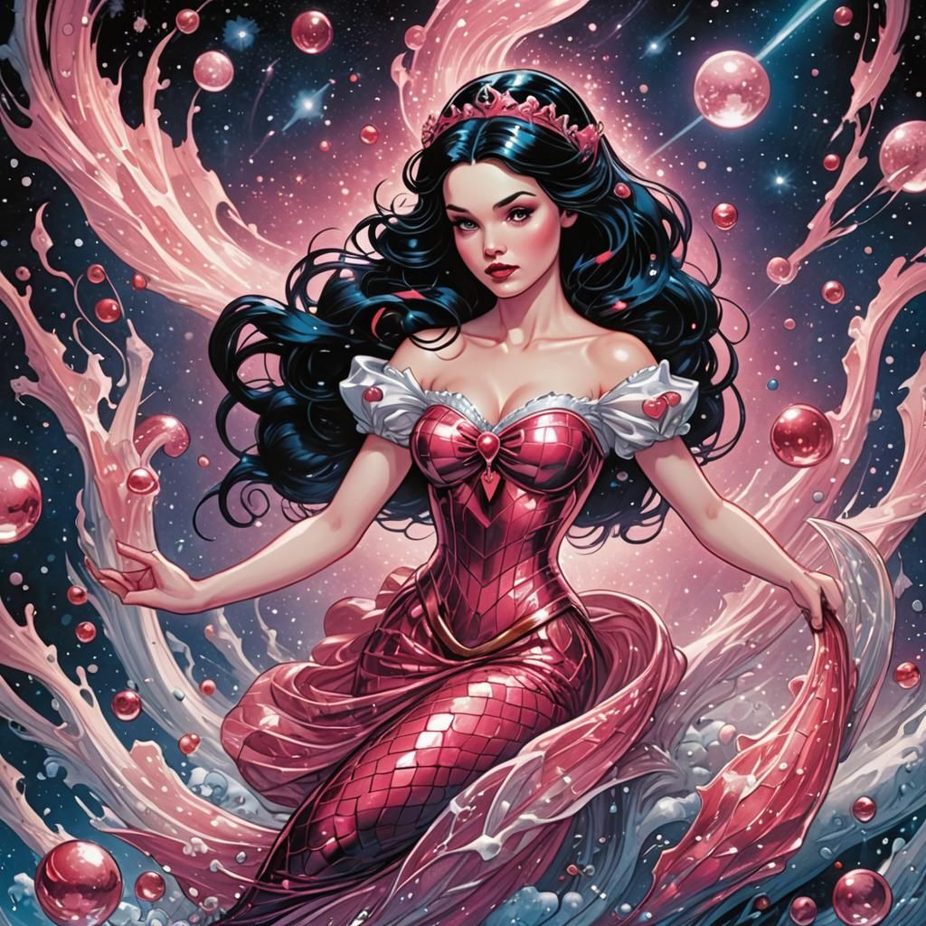 Snow White Space Mermaid in Comic Book Art