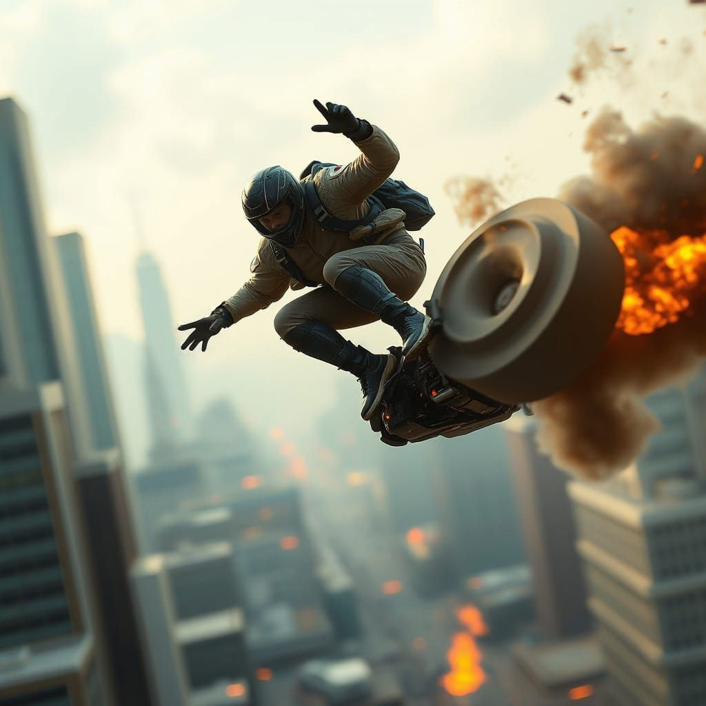 High-Flying Daredevil in Mid-Air