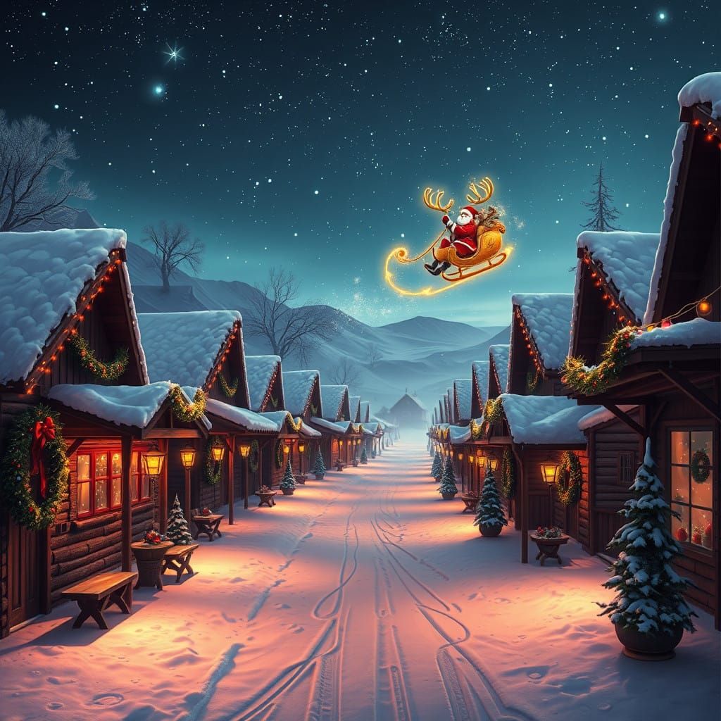 Magical Sahara Christmas Village with Snowy Cabins and Golde...