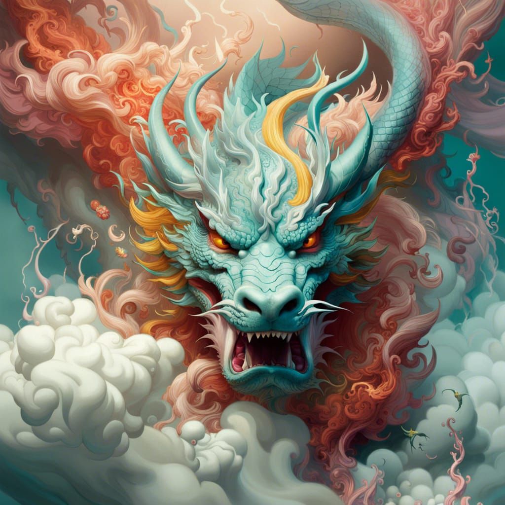 Ethereal Dragon Spirit in Plasma Thundercloud