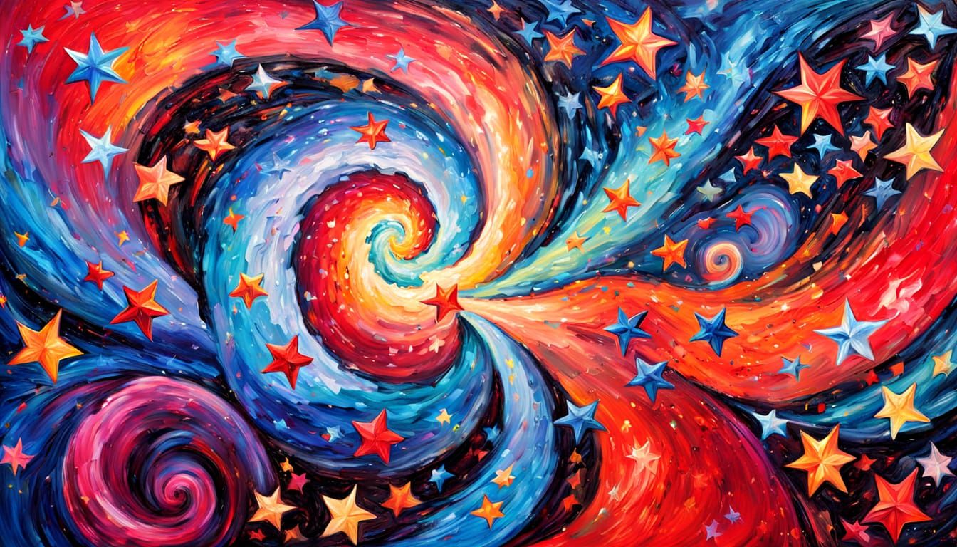 Dazzling Cosmic Vortex in Neo-Impressionist Style
