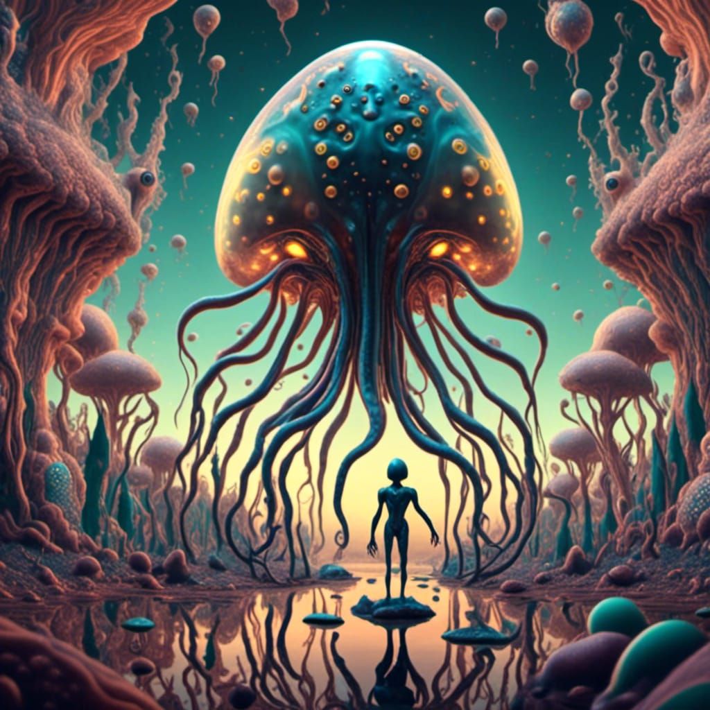 Elegant Alien Dances in Sci-Fi Landscape