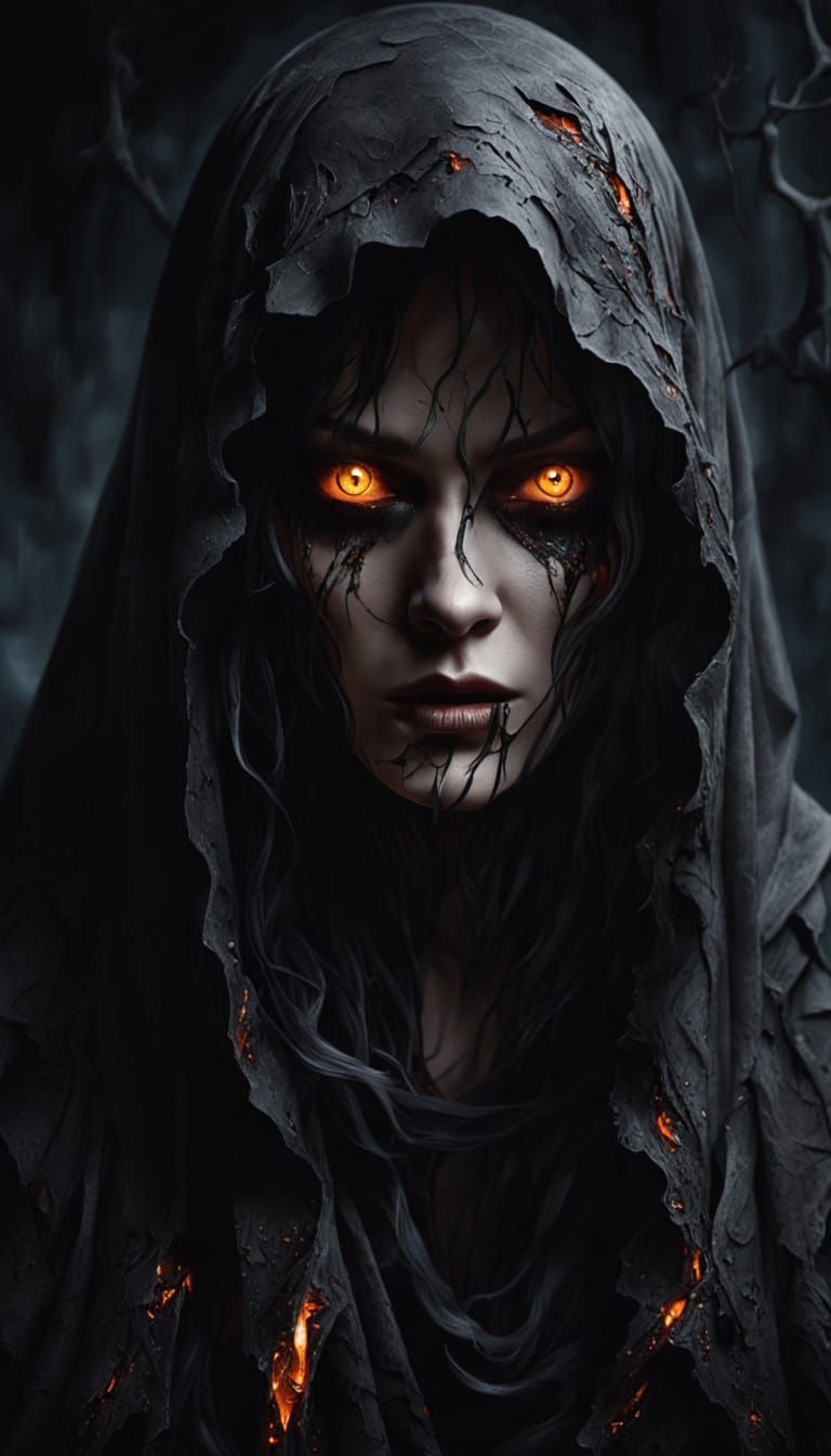 Ethereal Figure Emerging from Darkness