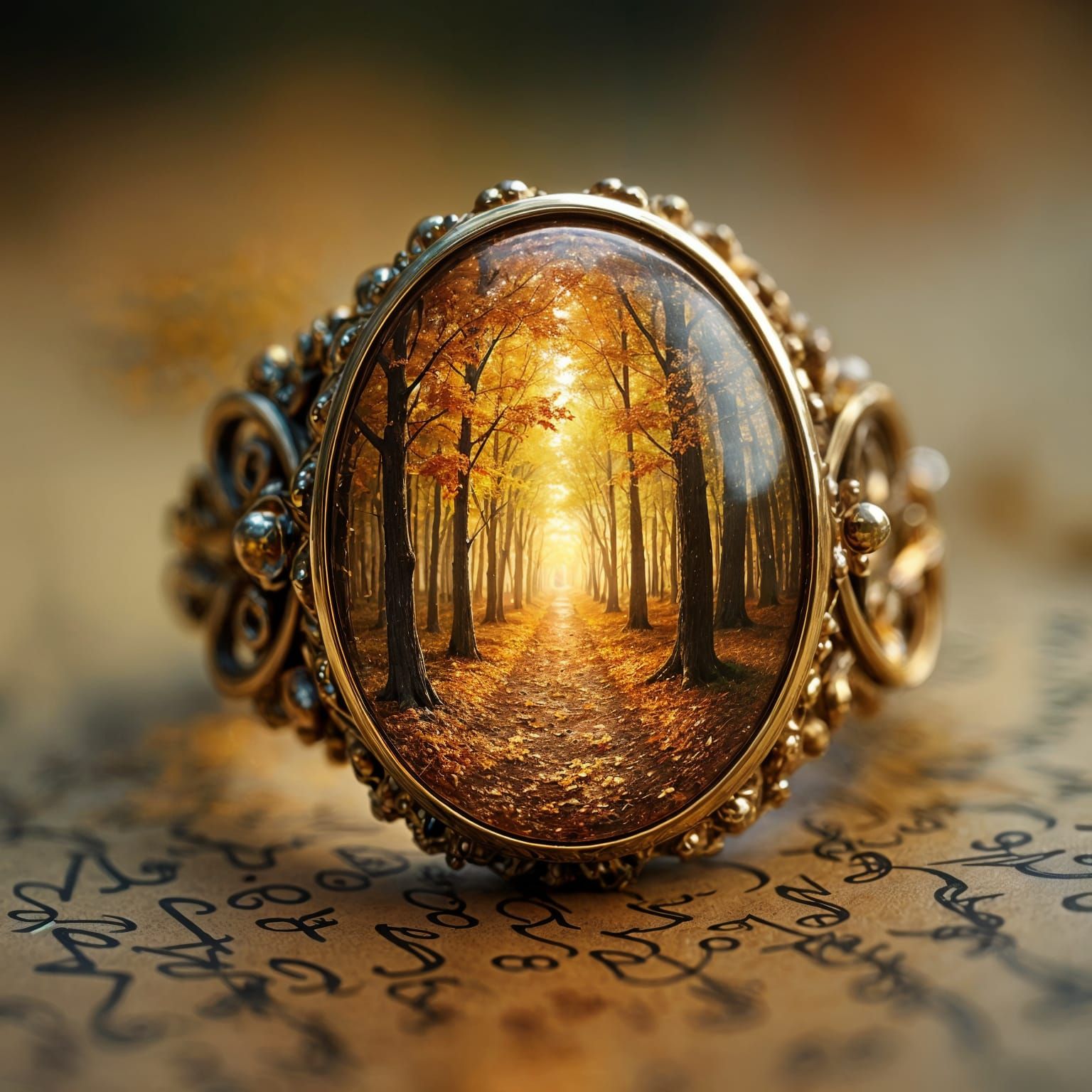 Enchanted Autumn Forest Ring Macro Photo