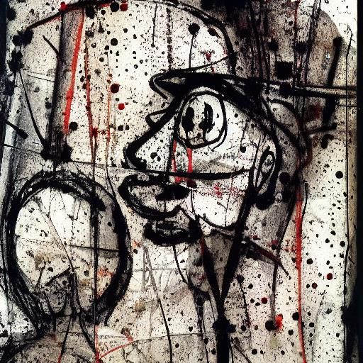 Ink Man and Rabbit in Splatter Art Style