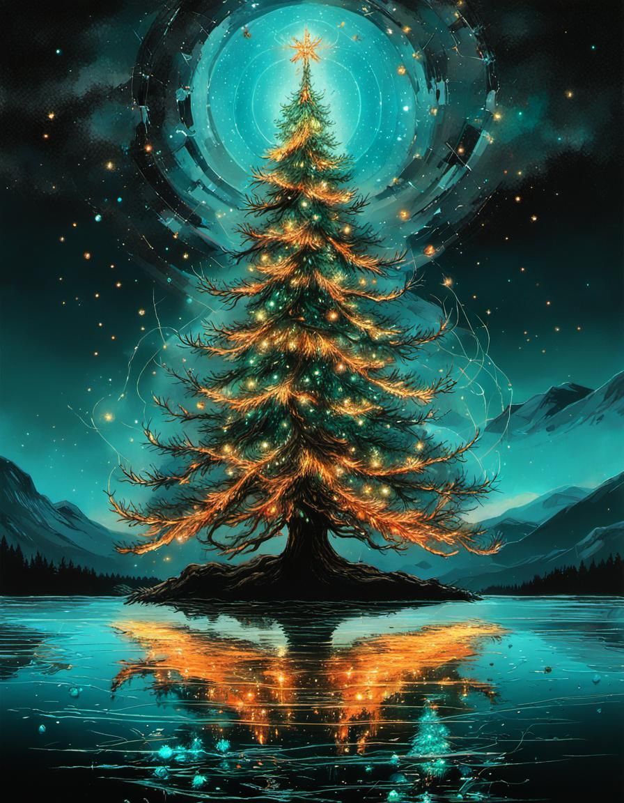 MAGIC CHRISTMAS TREE AT LAKE