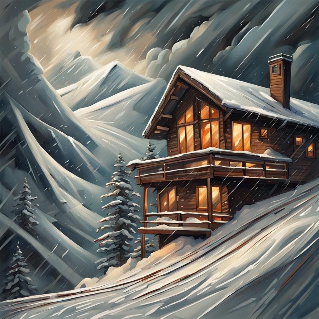 A winter storm at the ski lodge