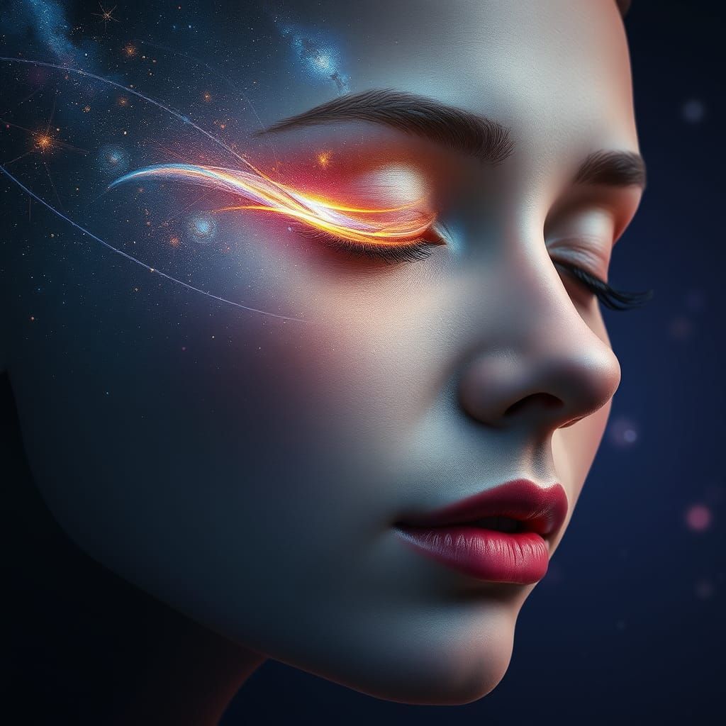 Surreal Goddess Unveils Cosmic Tapestry