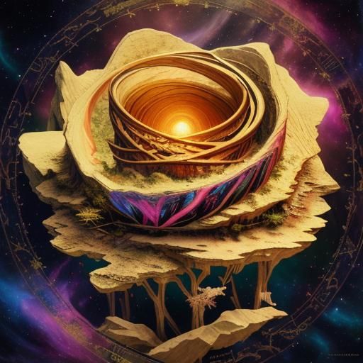 Psychedelic Fantasy Landscape with Dark Shadows