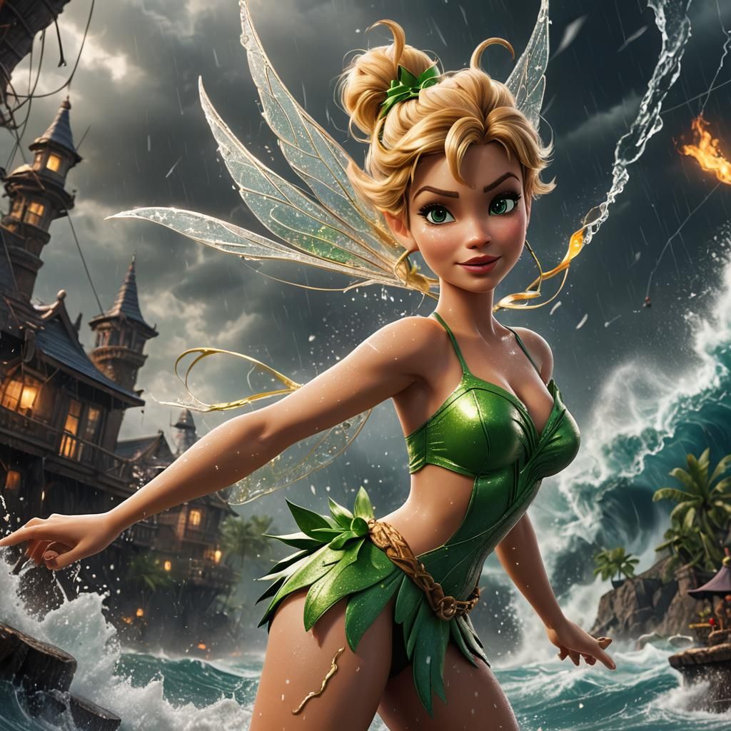 Tinkerbell Harnessing a Hurricane: Fantasy Concept Art