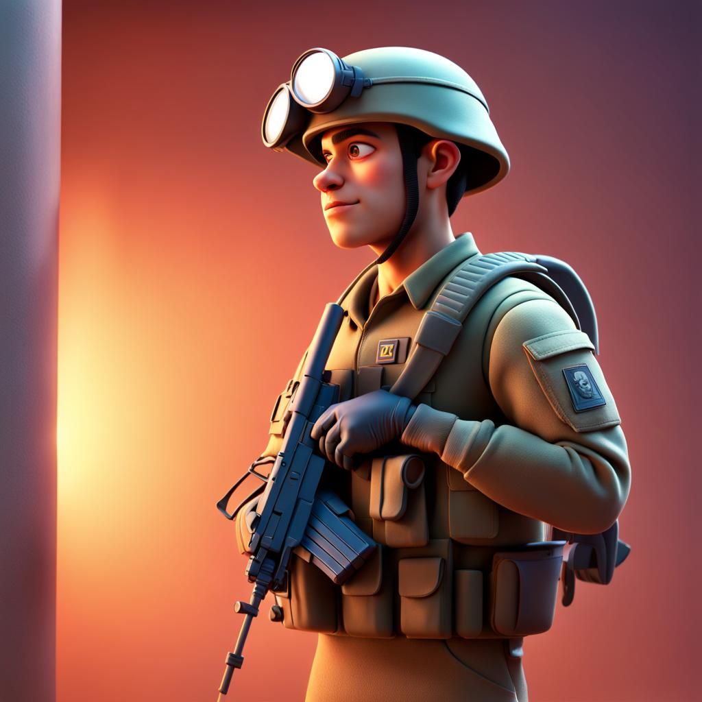 IDF Soldier as Pixar-Style 3D Digital Art