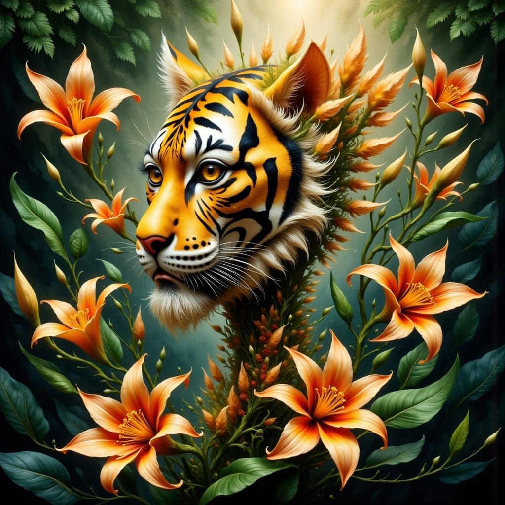 Hybrid Tiger Lily Creature in Lush Jungle