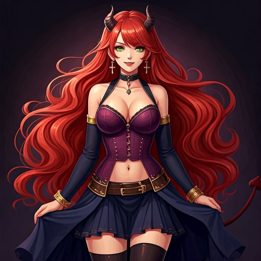 Fiery Redhead with Devilish Charm in Studio Trigger Style